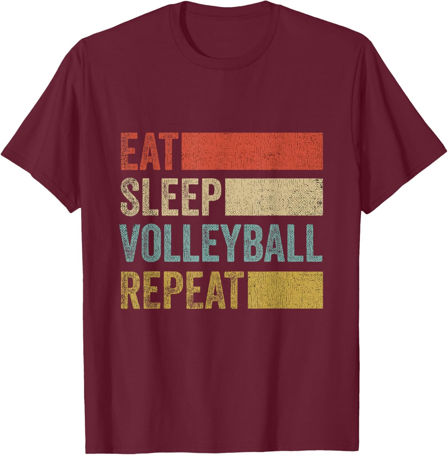 Retro Eat Sleep Volleyball Repeat Lustiges Volleyball T-Shirt - T-Shirt | Maroon