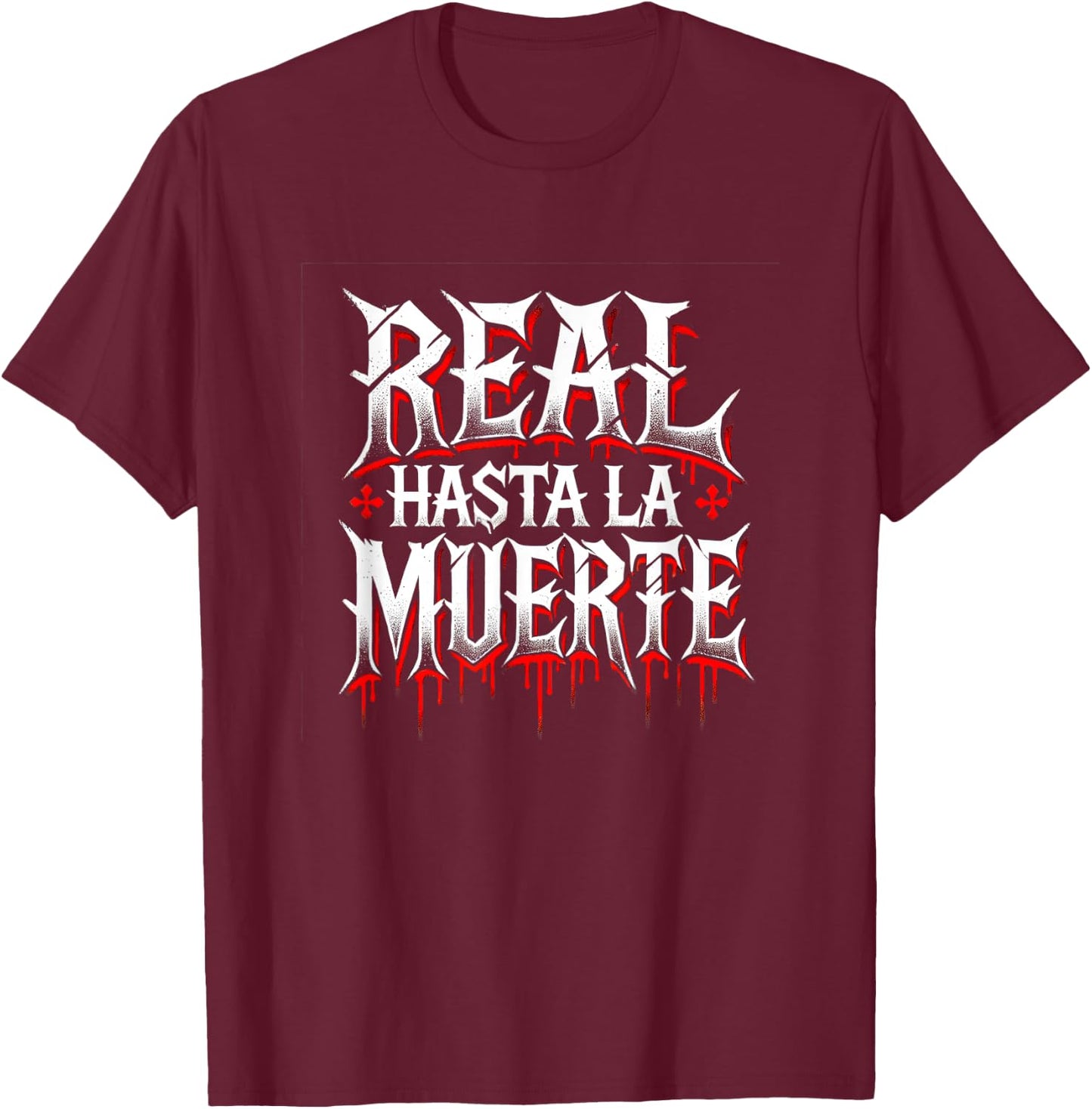 Llego El Boricua Real Hasta La Muerte - -Adults, Black, Small T-Shirt - T-Shirt | Maroon