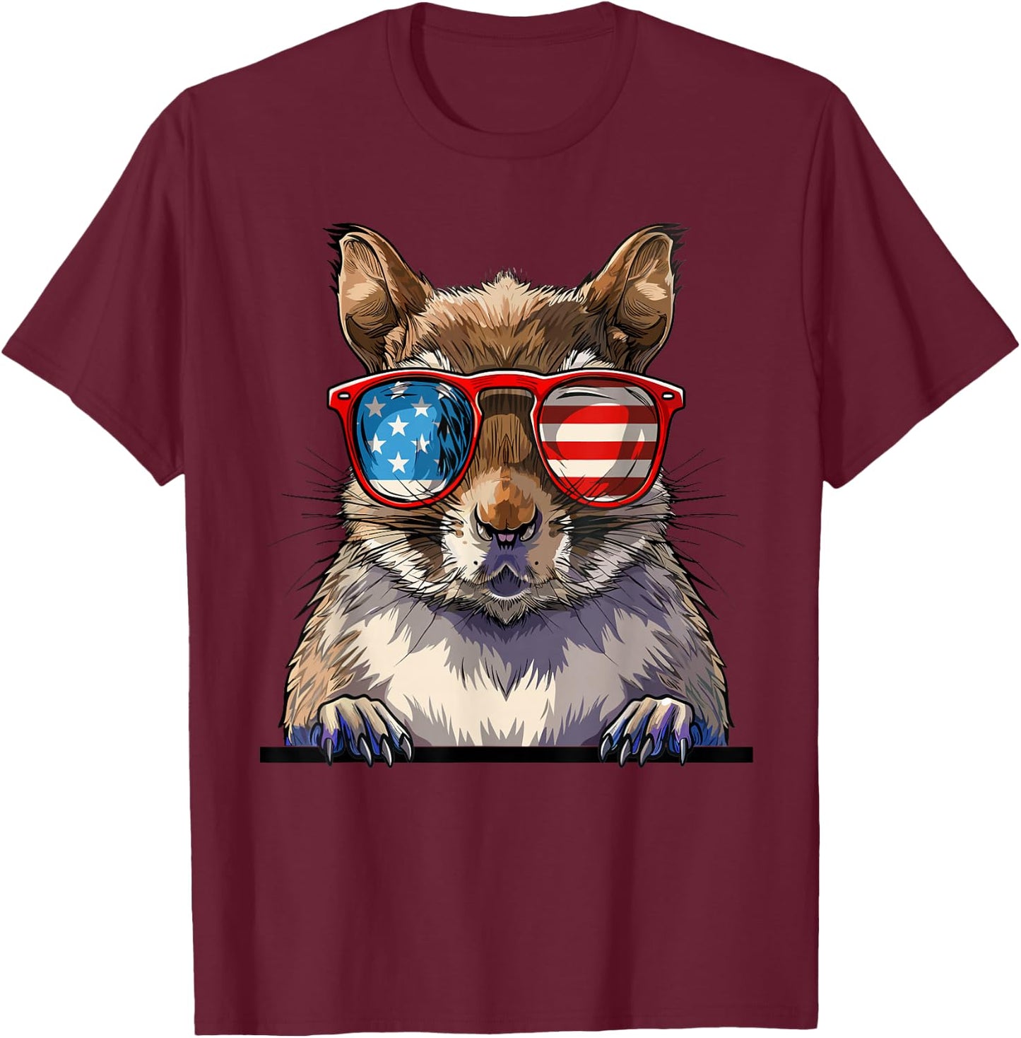 Squirrel USA Flag Funny Squirrel Lovers Mom Dad 4th of July Girls Kids Men T-Shirt - T-Shirt | Maroon