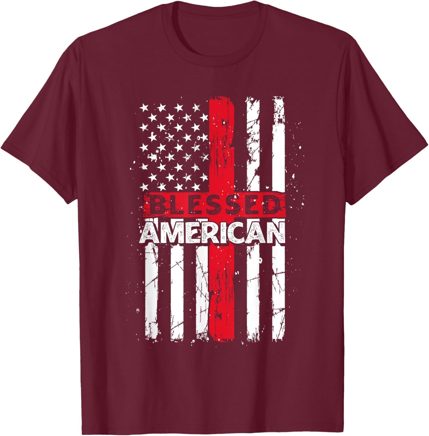 Christian American US Flag Freedom Patriotic 4th Of July Kids Men T-Shirt - T-Shirt | Maroon