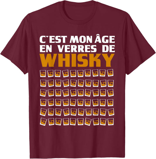 Vintage It's My Age in Glasses Whisky 60 Years Birthday T-Shirt - T-Shirt | Maroon