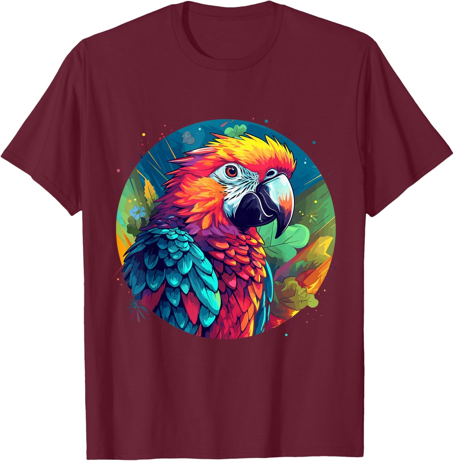 Colourful Parrot T-Shirt - T-Shirt | Maroon