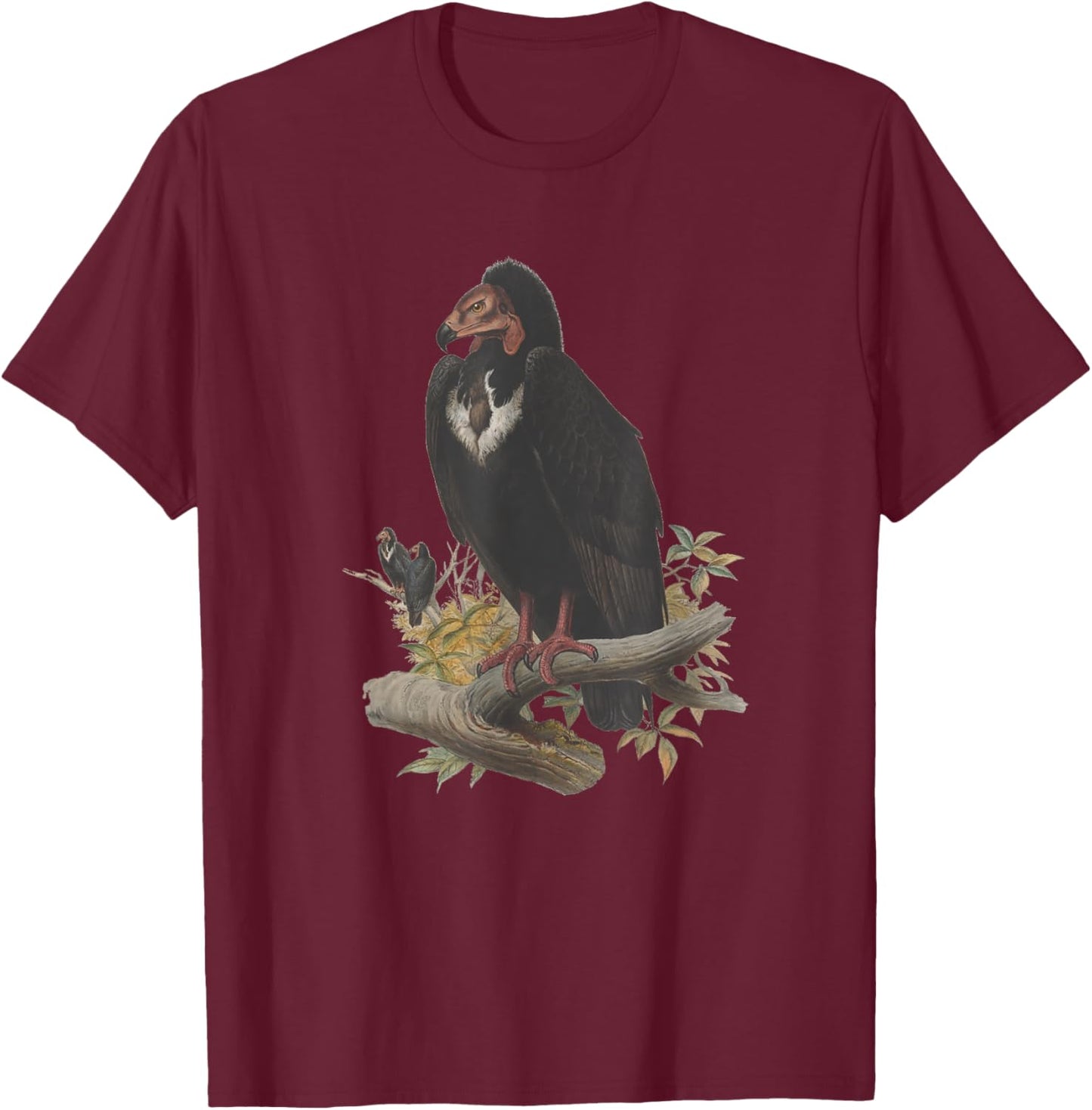 Vintage Vulture Scientific Drawing Shirt - Turkey Red-Headed T-Shirt - T-Shirt | Maroon