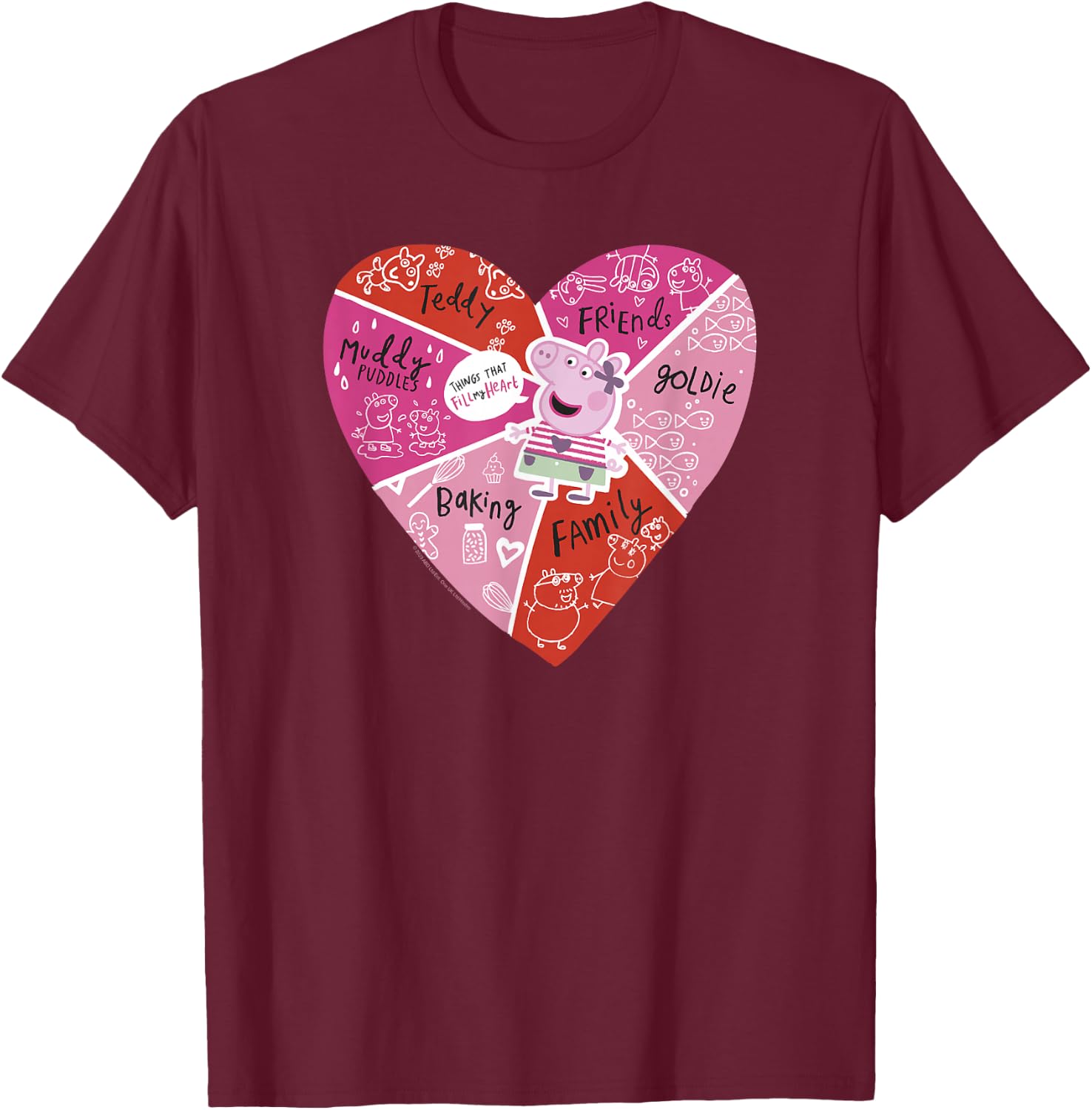 Peppa Pig Things That Fill My Heart Lovely Collage T-Shirt - T-Shirt | Maroon