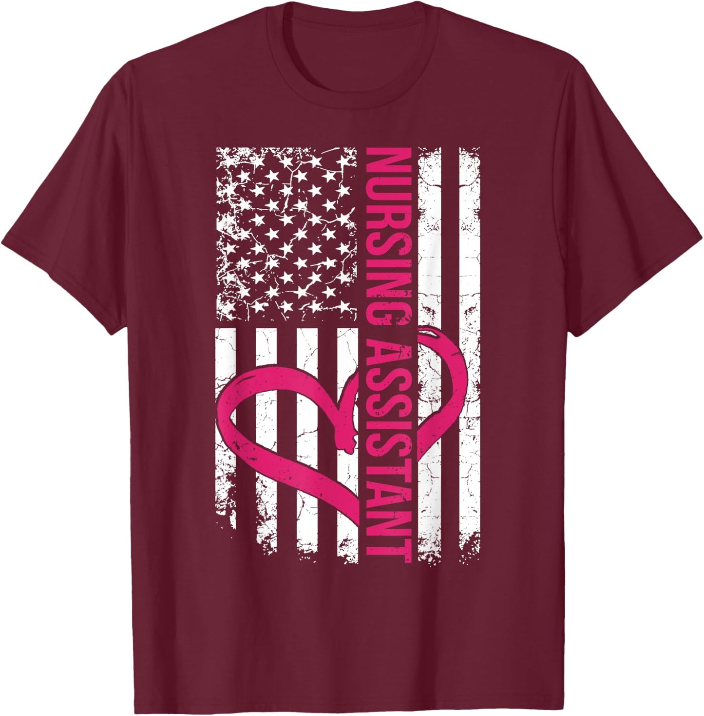 Nursing Assistant Nurse Flag Gift Women or Male CNA Nurses T-Shirt - T-Shirt | Maroon