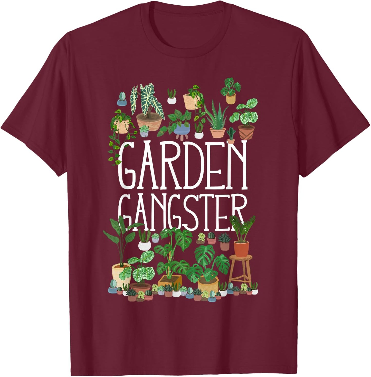 Potted Plant Garden Gangster T-Shirt - T-Shirt | Maroon