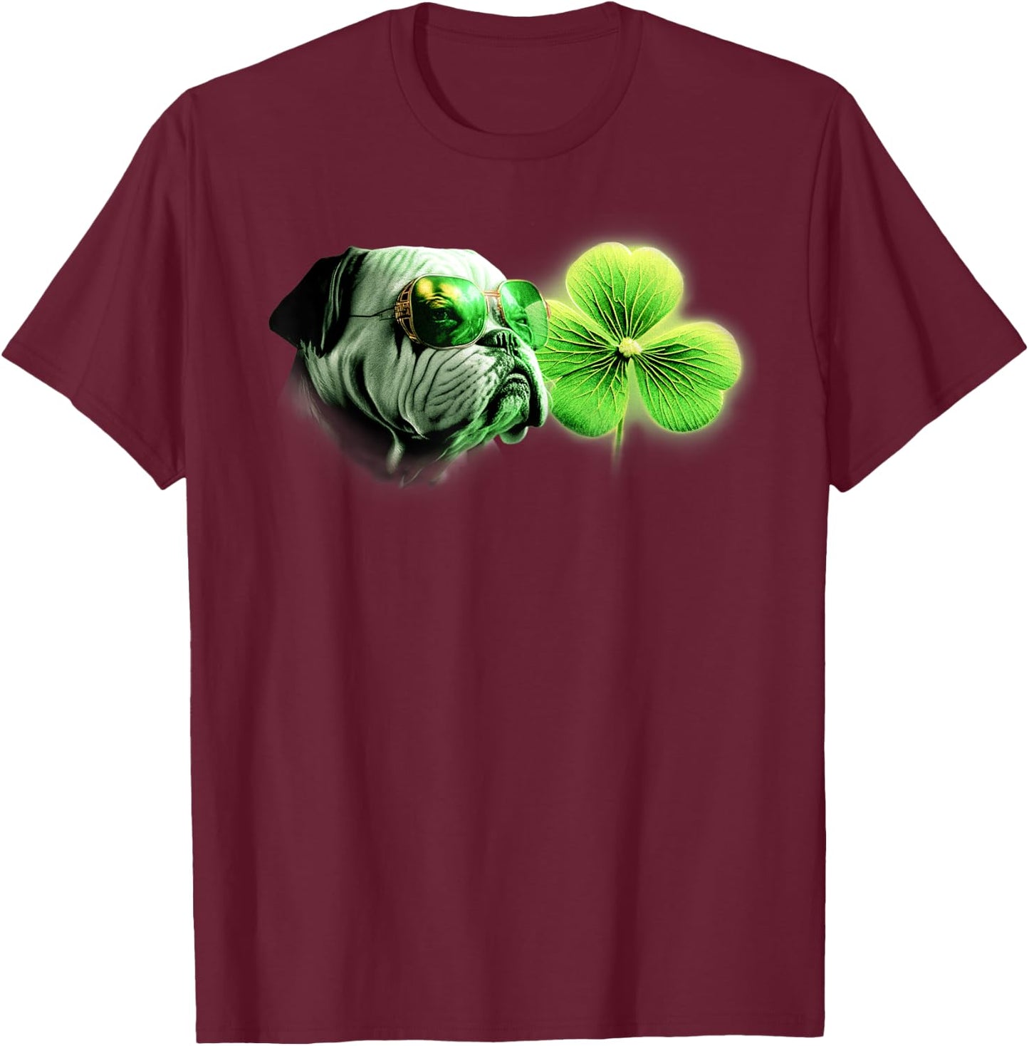 Bulldog Shamrock for Bulldog Lovers St. Patricks Day Bulldog T-Shirt - T-Shirt | Maroon