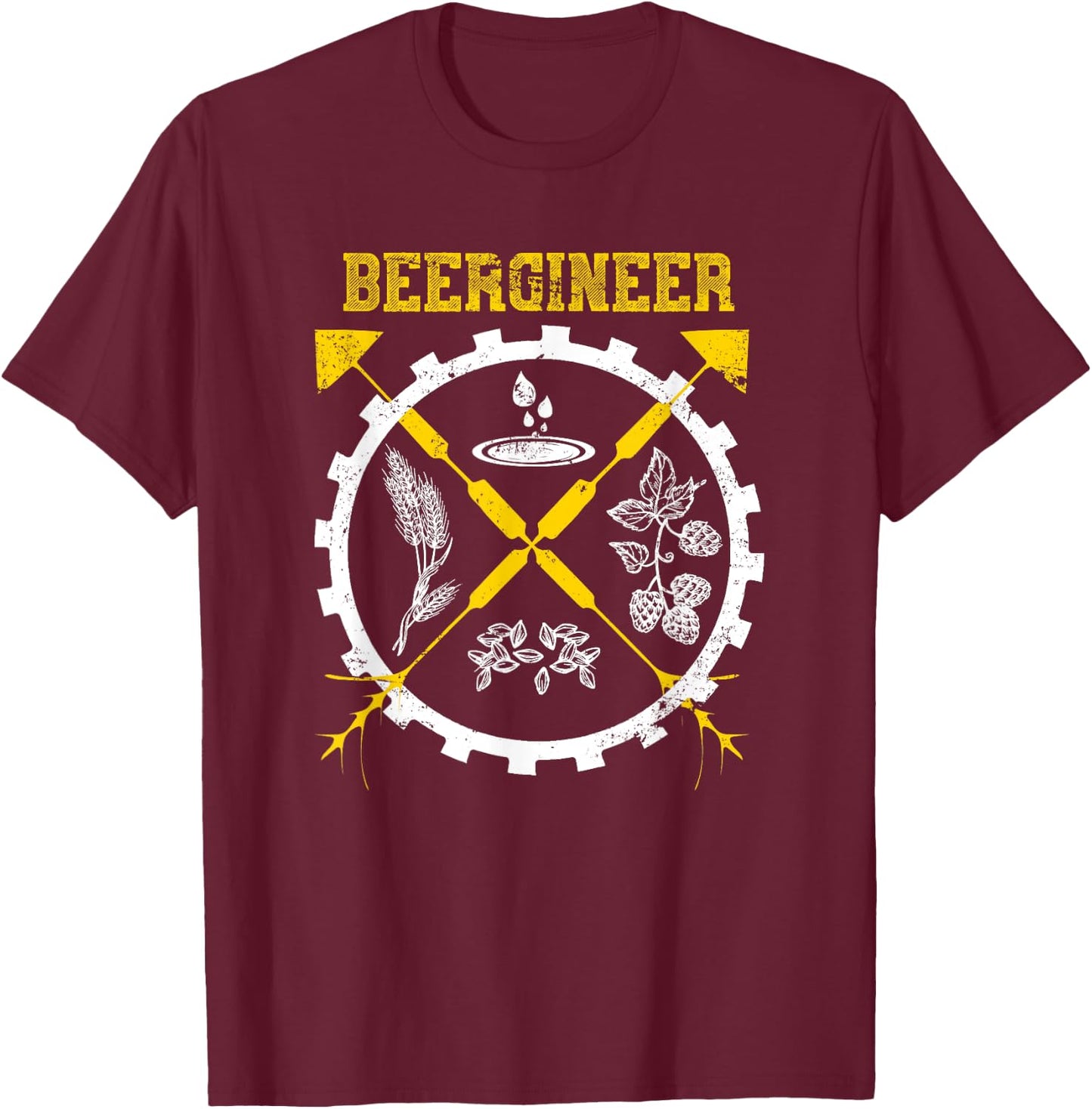 Barley Craft Beer Brewing Drinks Gift Craft Beer T-Shirt - T-Shirt | Maroon