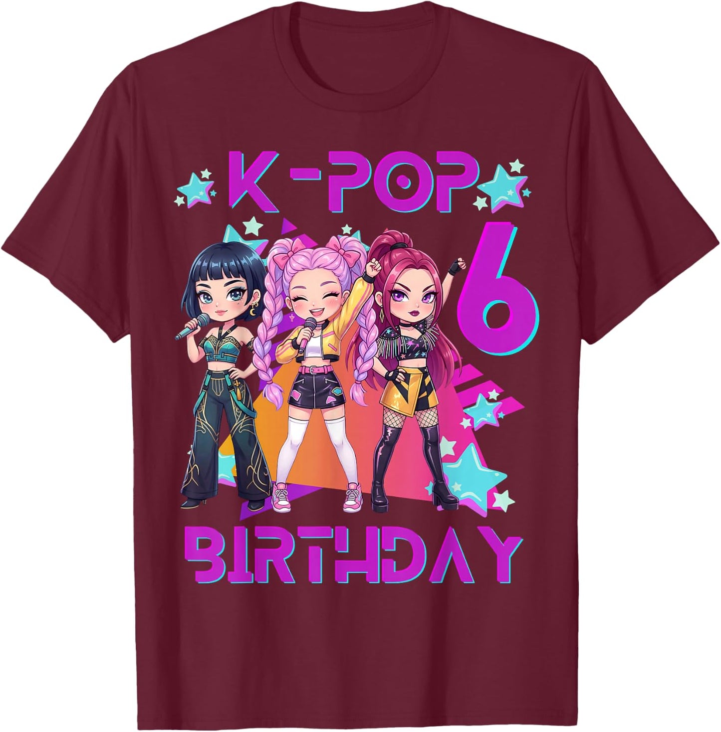 Lustiges Chibi Kpop Girl It's My 6th Birthday T-Shirt - T-Shirt | Maroon