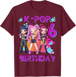 Lustiges Chibi Kpop Girl It's My 6th Birthday T-Shirt - T-Shirt | Maroon