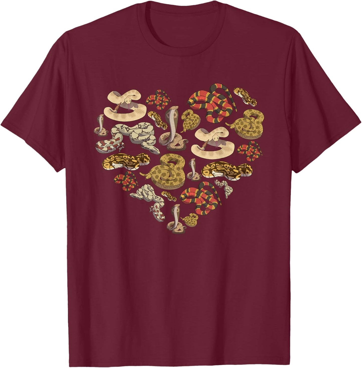 Reptile Serpent Herpetology Valentines Day Heart Snake T-Shirt - T-Shirt | Maroon