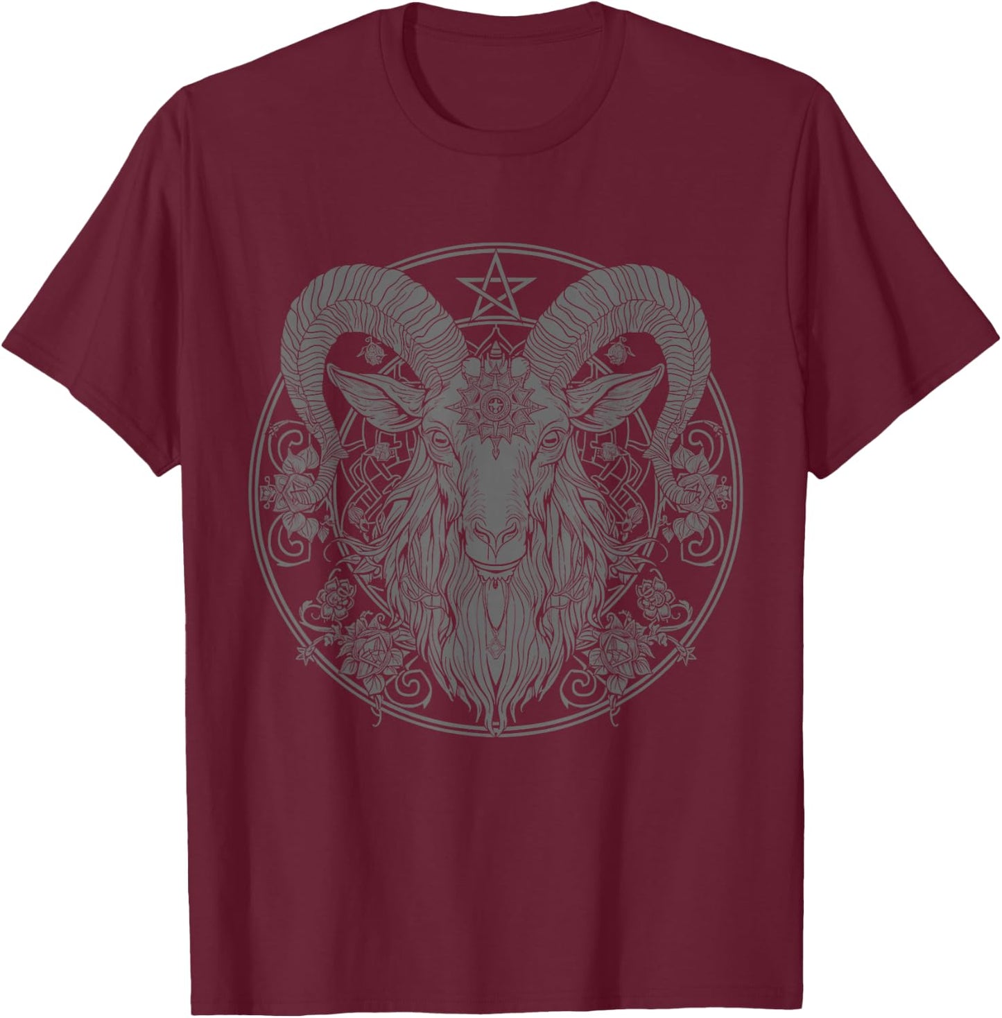 Baphomet Goat Pentagram Satanist Halloween Metal Head T-Shirt - T-Shirt | Maroon