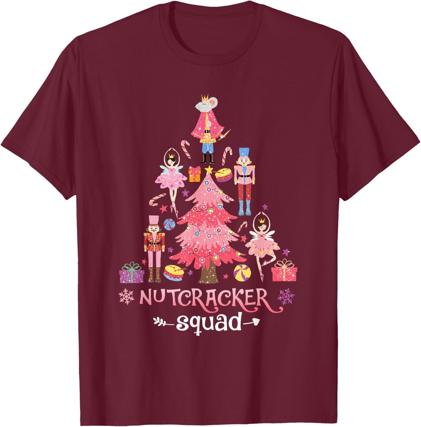 Christmas Nutcracker Squad Ballet Dance Women Kids Girls T-Shirt - T-Shirt | Maroon