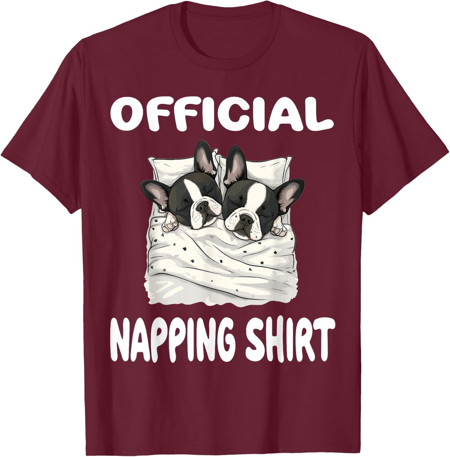 Boston Terrier Dog Official Sleepshirt Pajamas Nightgown T-Shirt - T-Shirt | Maroon