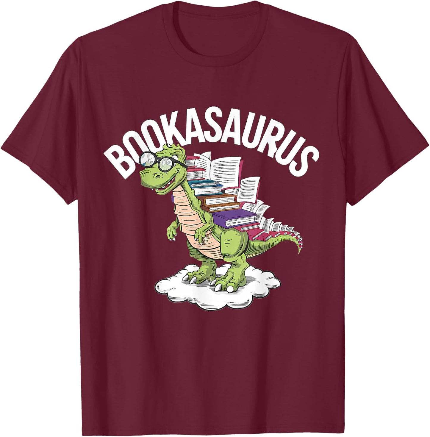 Book Dinosaur T-Rex Bookworm Dino Funny Book Reading T-Shirt - T-Shirt | Maroon