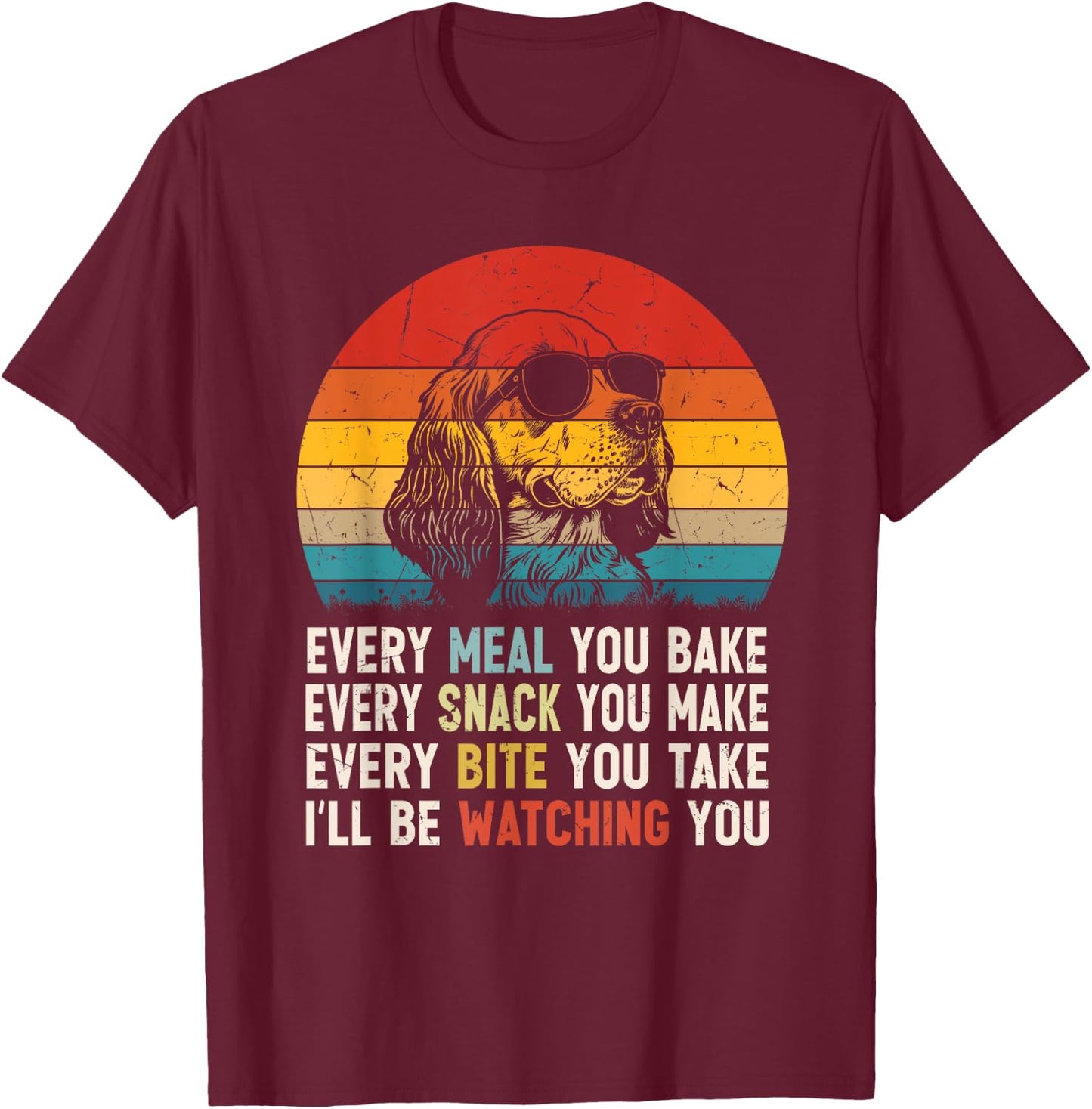 Retro Vintage Dog Funny Clumber Spaniel Dog Owner Dog Snack T-Shirt - T-Shirt | Maroon
