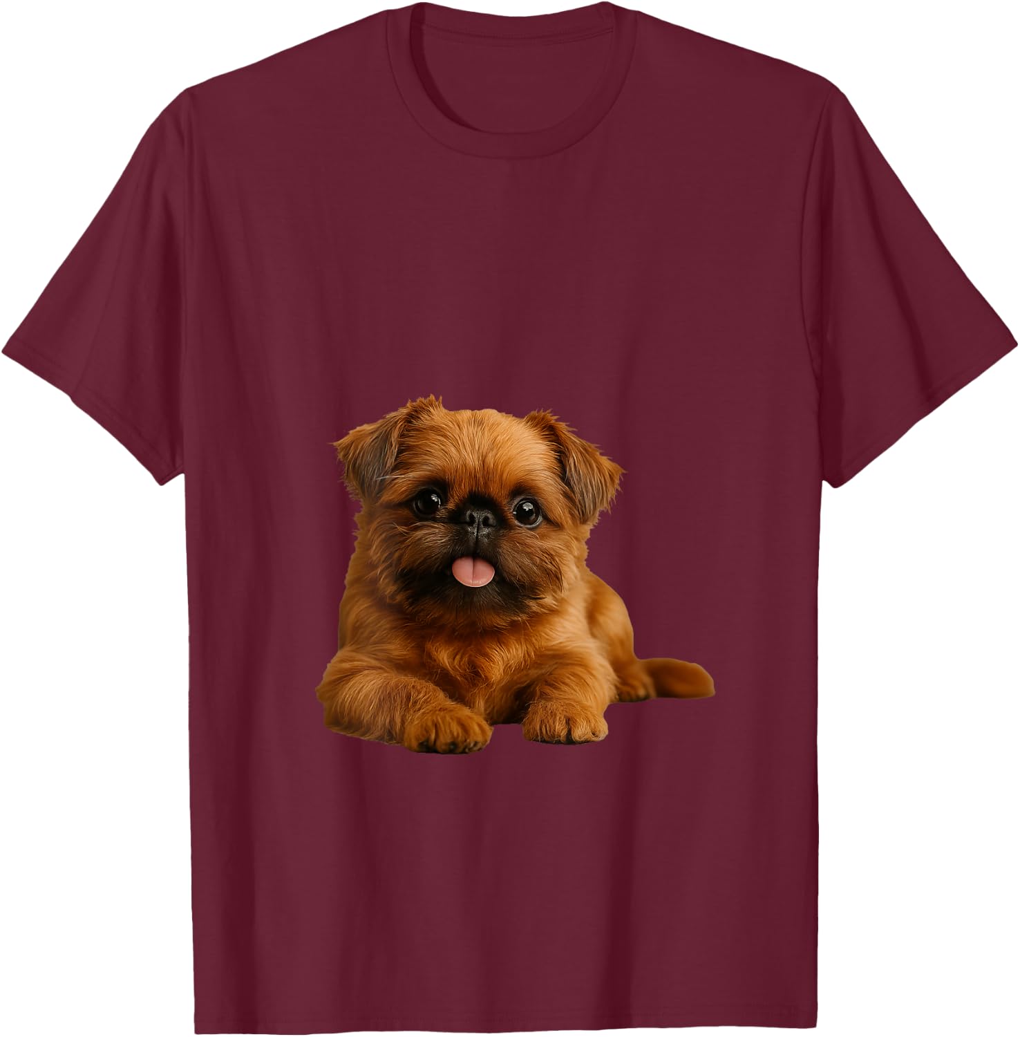 Brussels Griffon V-Neck T-Shirt - T-Shirt | Maroon