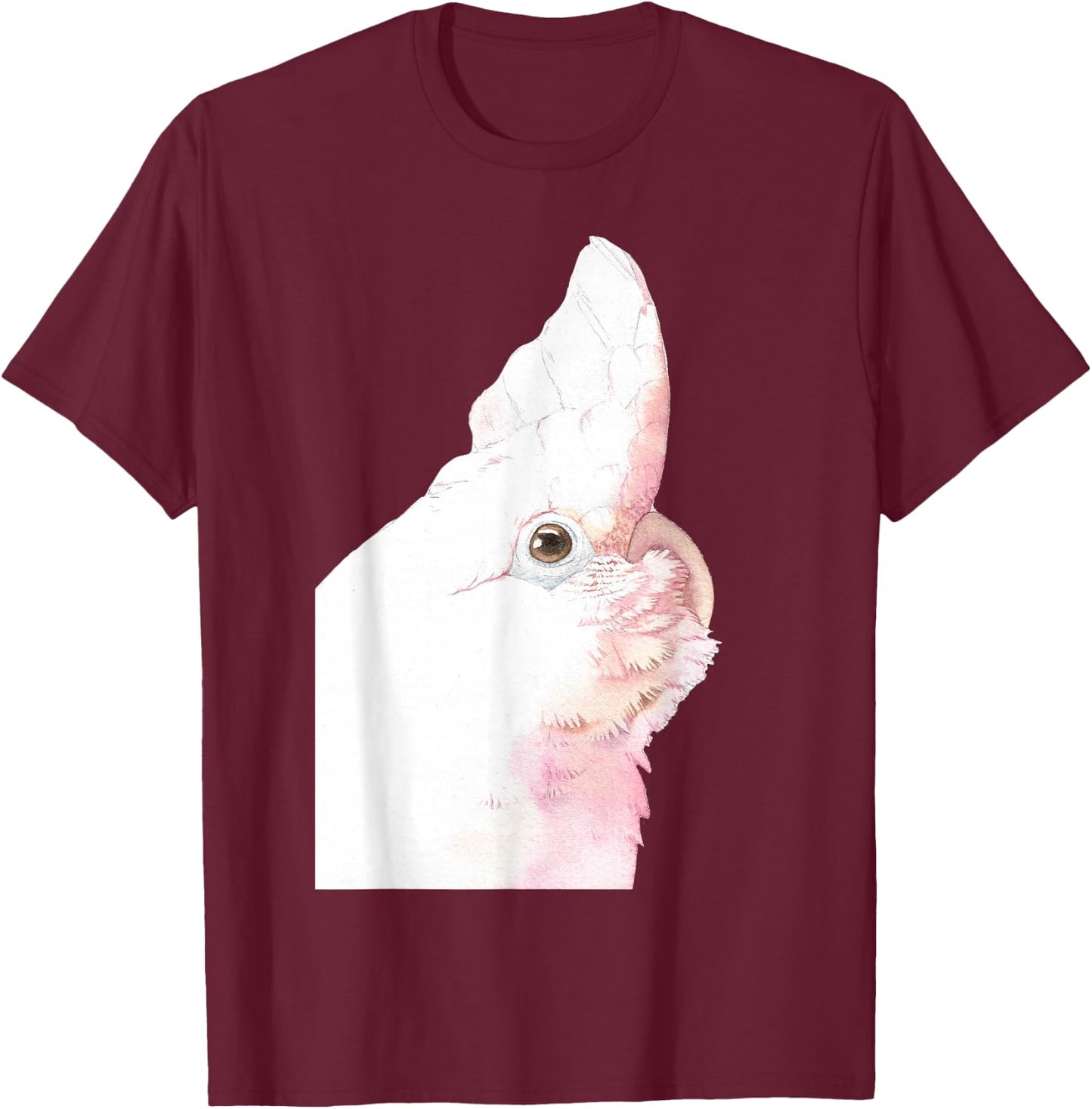 Goffin's Cockatoo Parrot Watercolor Painting Portrait T-Shirt - T-Shirt | Maroon