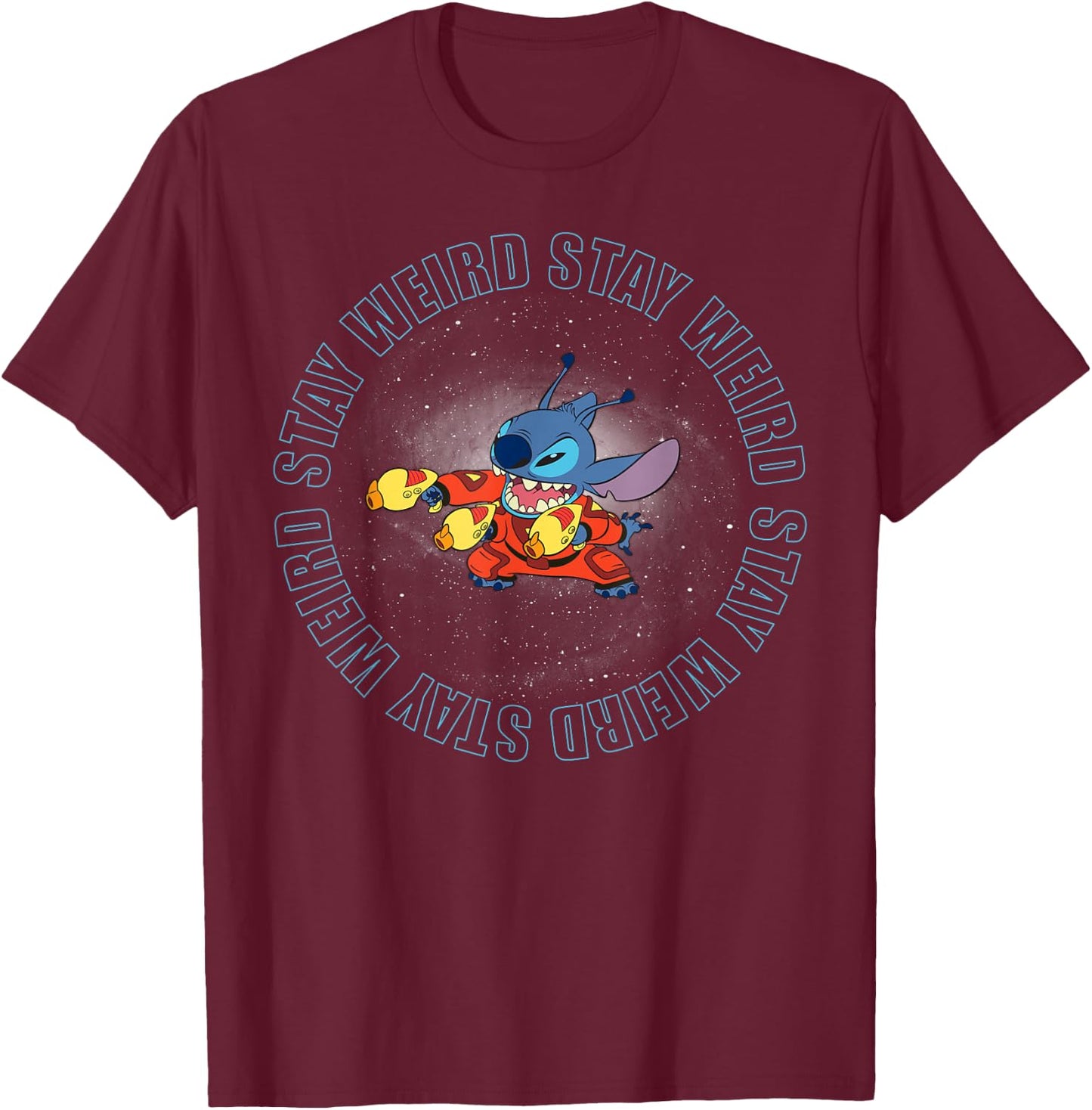 Lilo & Stitch - Stitch Space T-Shirt - T-Shirt | Maroon