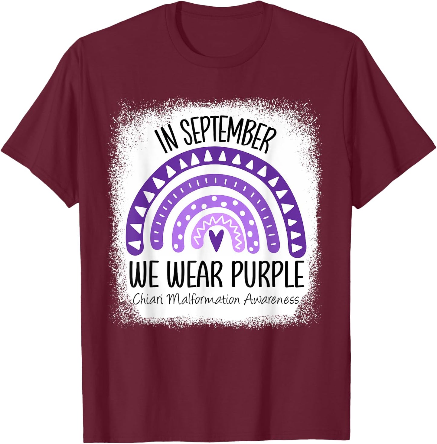 Rainbow September Wear Purple Chiari Malformation Awareness T-Shirt - T-Shirt | Maroon