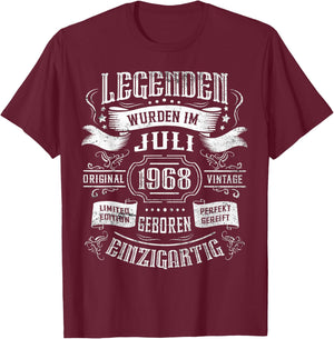 56. Geburtstag Legenden wurden im Juli 1968 geboren T-Shirt - T-Shirt | Maroon