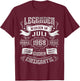 56. Geburtstag Legenden wurden im Juli 1968 geboren T-Shirt - T-Shirt | Maroon