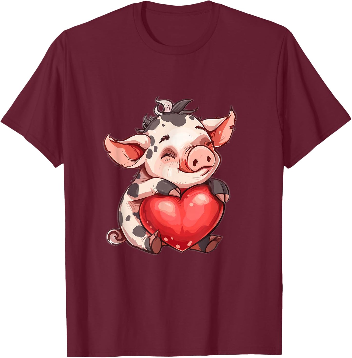 Kunekune Pig Owner Heart Kune Kune Girl Kune Kune Pig T-Shirt - T-Shirt | Maroon