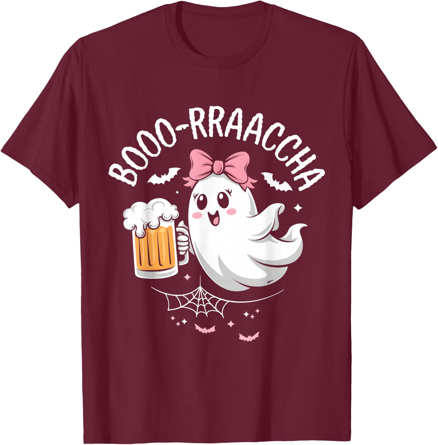 Boo-racha Funny Halloween Ghost Beer Lover Borracha T-Shirt - T-Shirt | Maroon