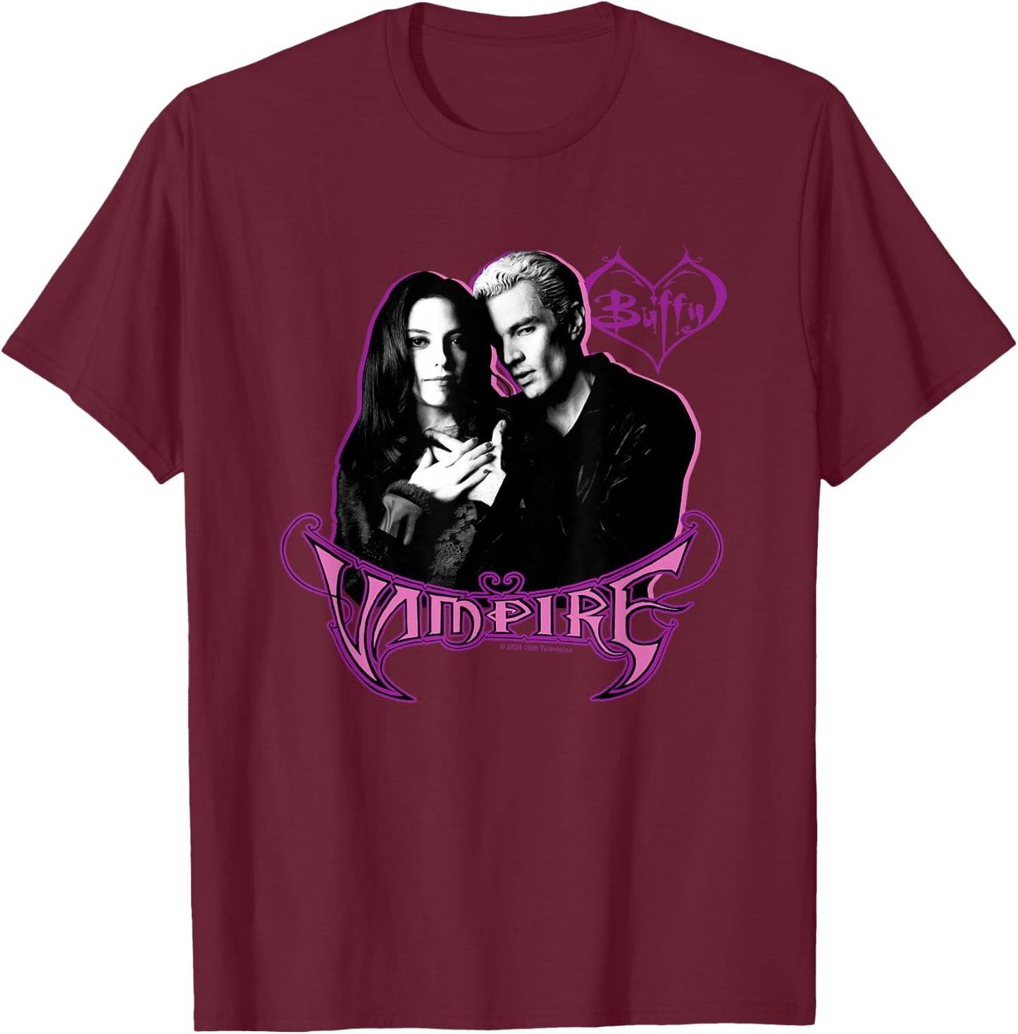 Buffy The Vampire Slayer Spike & Drusilla New Portrait , Black, S T-Shirt - T-Shirt | Maroon