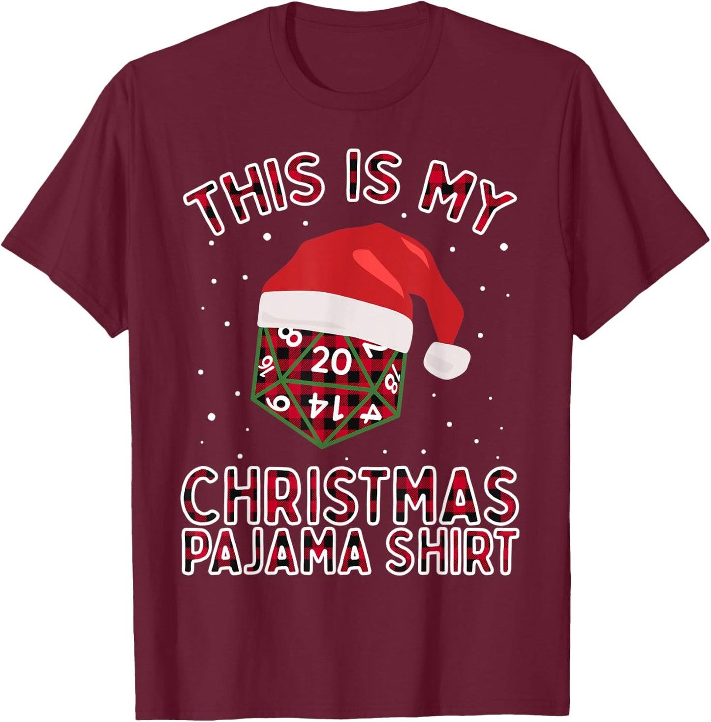 This Is My Christmas Pajama Plaid Board Game Role Play D20 T-Shirt - T-Shirt | Maroon