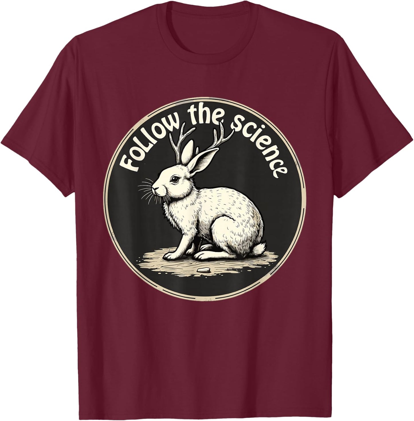 Jackalope Cryptid Mythical Rabbit T-Shirt - T-Shirt | Maroon