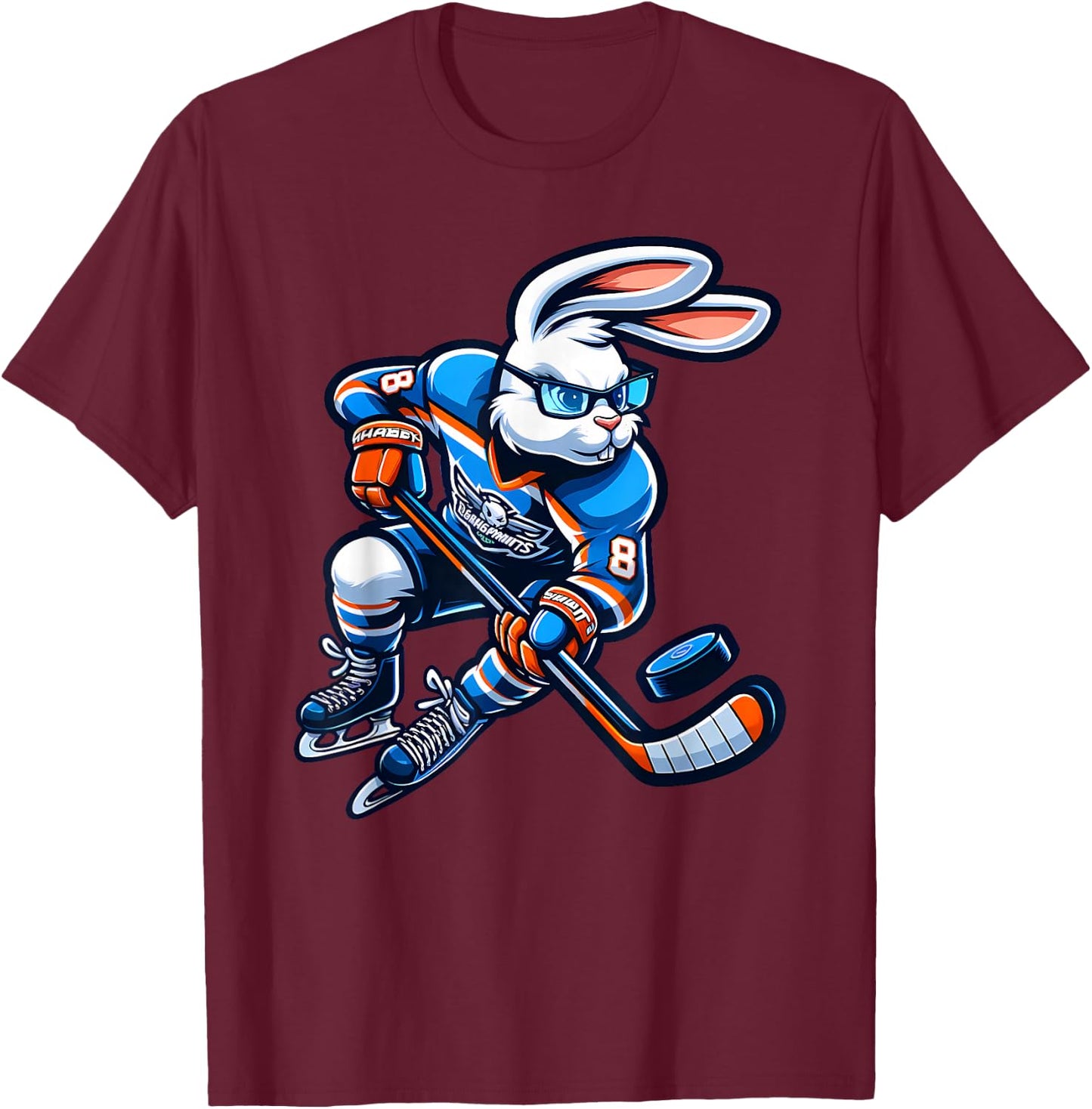 Happy Easter Bunny Hockey Rabbit Men Women Kid T-Shirt - T-Shirt | Maroon