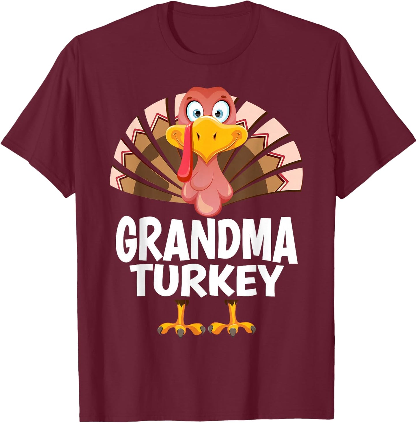 Thanksgiving Grandma Turkey Matching Pajama T-Shirt - T-Shirt | Maroon