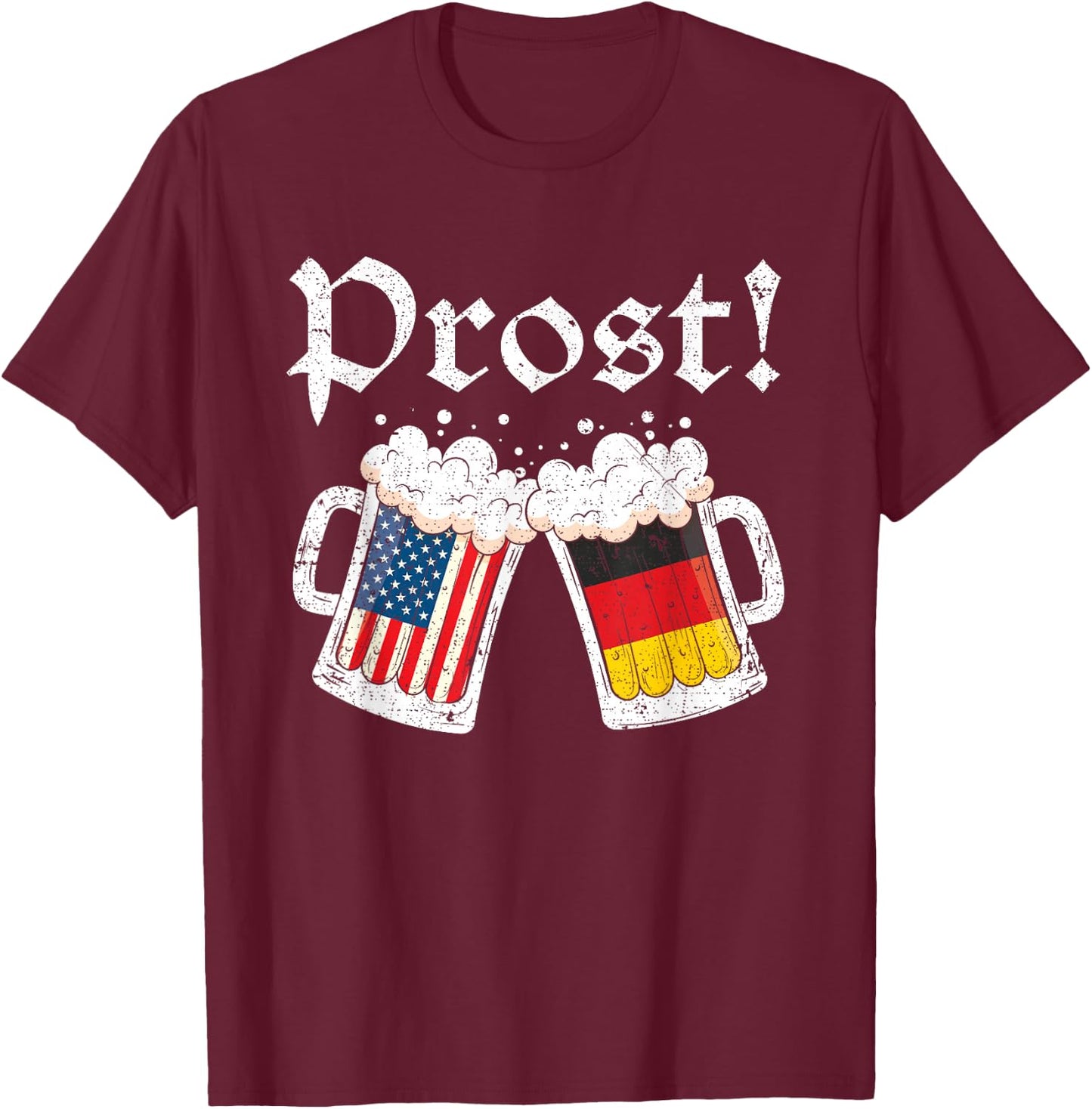 Oktoberfest Shirt American German Flag Beer Cheers T-Shirt - T-Shirt | Maroon