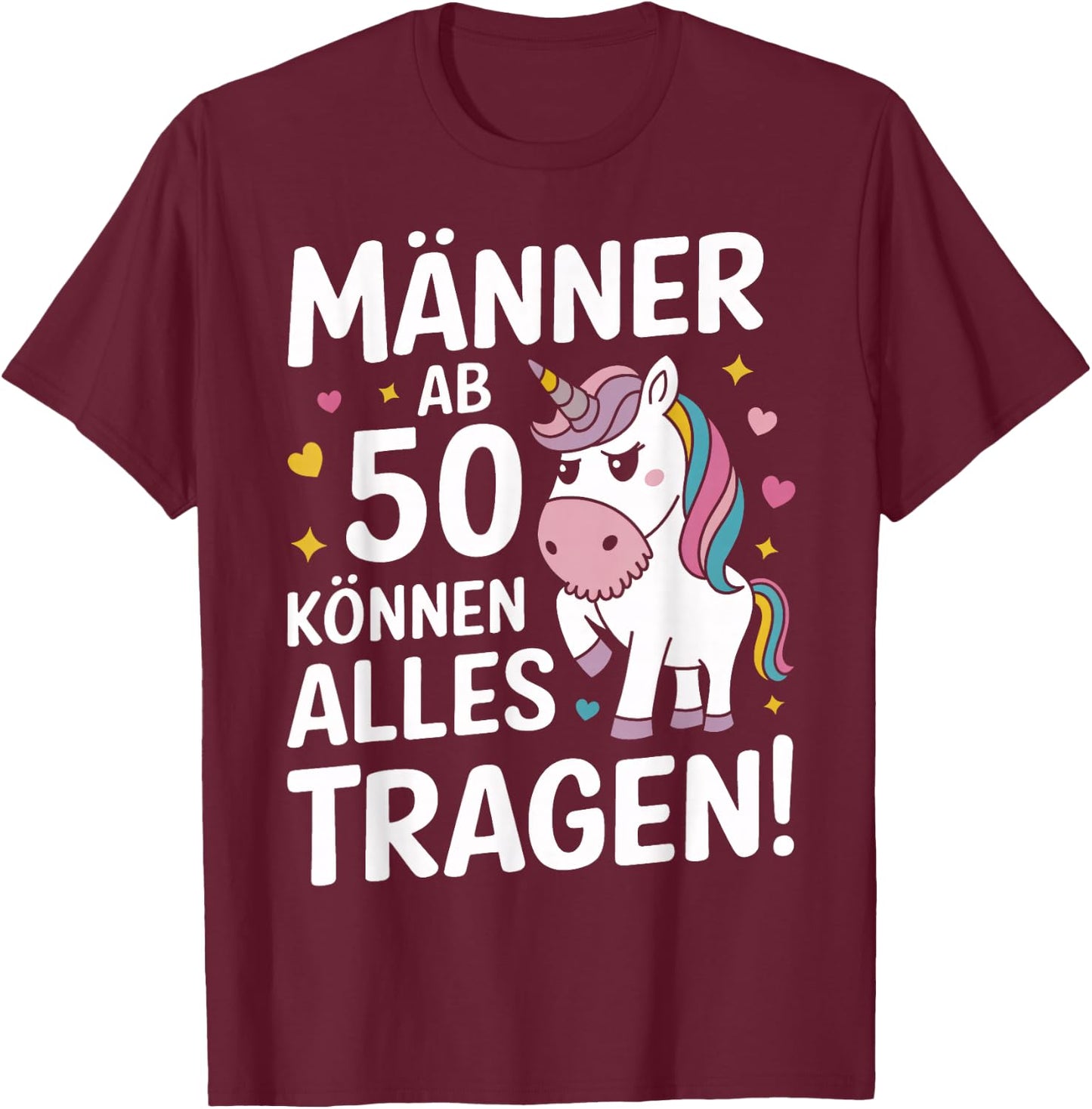 50th Birthday Man Woman 50 Years 1974 Decorative Funny Gift , black T-Shirt - T-Shirt | Maroon