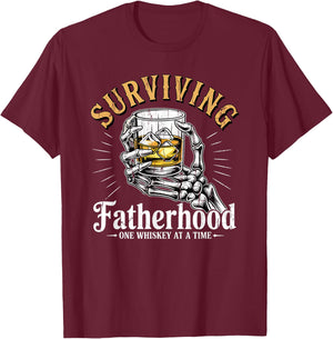 Surviving Fatherhood One Whiskey At A Time T-Shirt - T-Shirt | Maroon