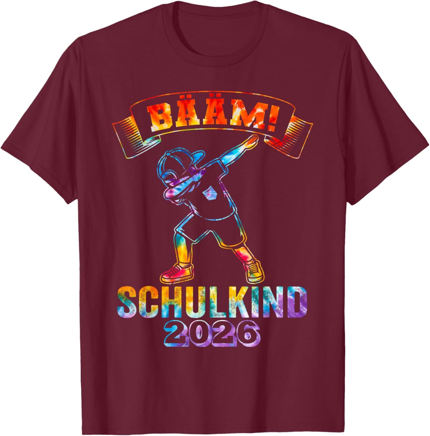 BÄÄM Schulkind 2026 First Class Boy Tie Dye , black T-Shirt - T-Shirt | Maroon