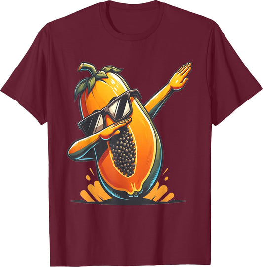Dab Papaya Tanzende Dabbing Papaya Frucht mit Sonnenbrille T-Shirt - T-Shirt | Maroon