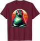 Retro Sunset Hawaiian Monk Seal Sunglasses T-Shirt - T-Shirt | Maroon