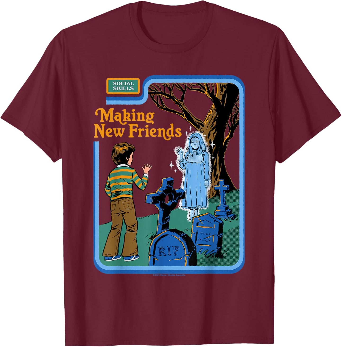 New Friends Ghost Sarcastic Retro Vintage Funny Adult Humor T-Shirt - T-Shirt | Maroon