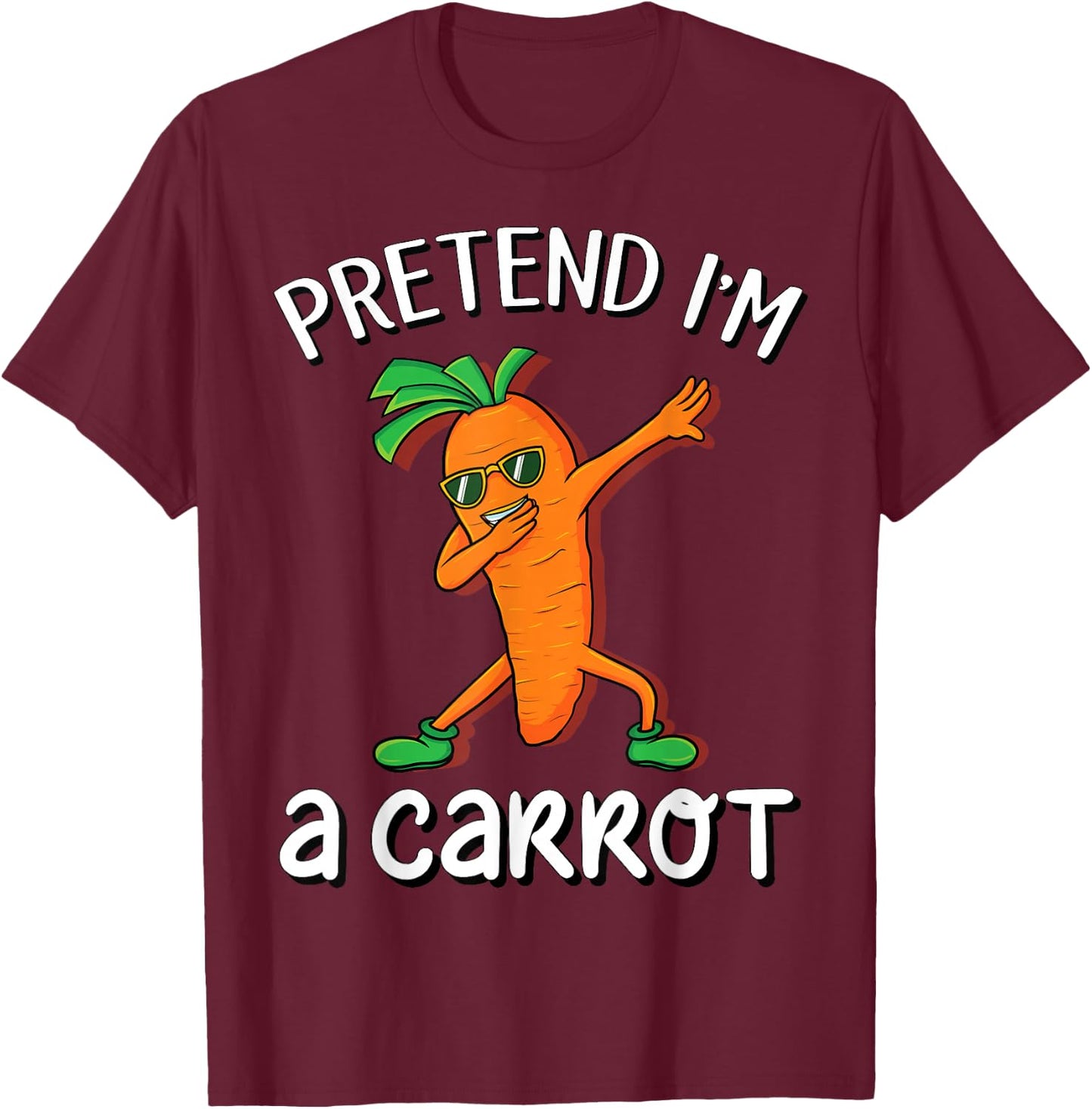 Pretend I'm A Carrot Vegan Halloween Costume Kids Gift T-Shirt - T-Shirt | Maroon