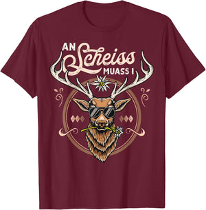 Men's Costume Shirt Outfit Suitable for Oktoberfest Costume , black T-Shirt - T-Shirt | Maroon