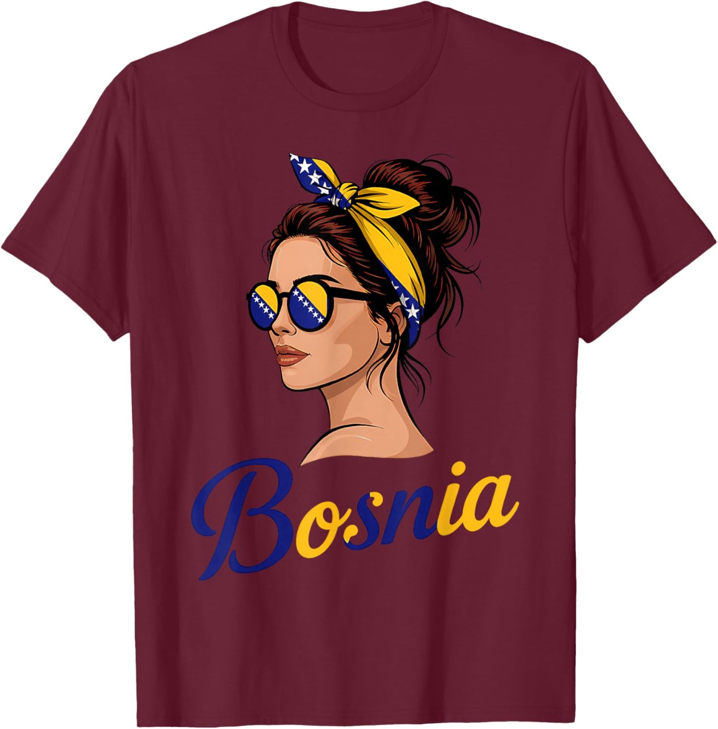 Bosnien und Herzegowina Flagge Bosnische Wurzeln T-Shirt - T-Shirt | Maroon