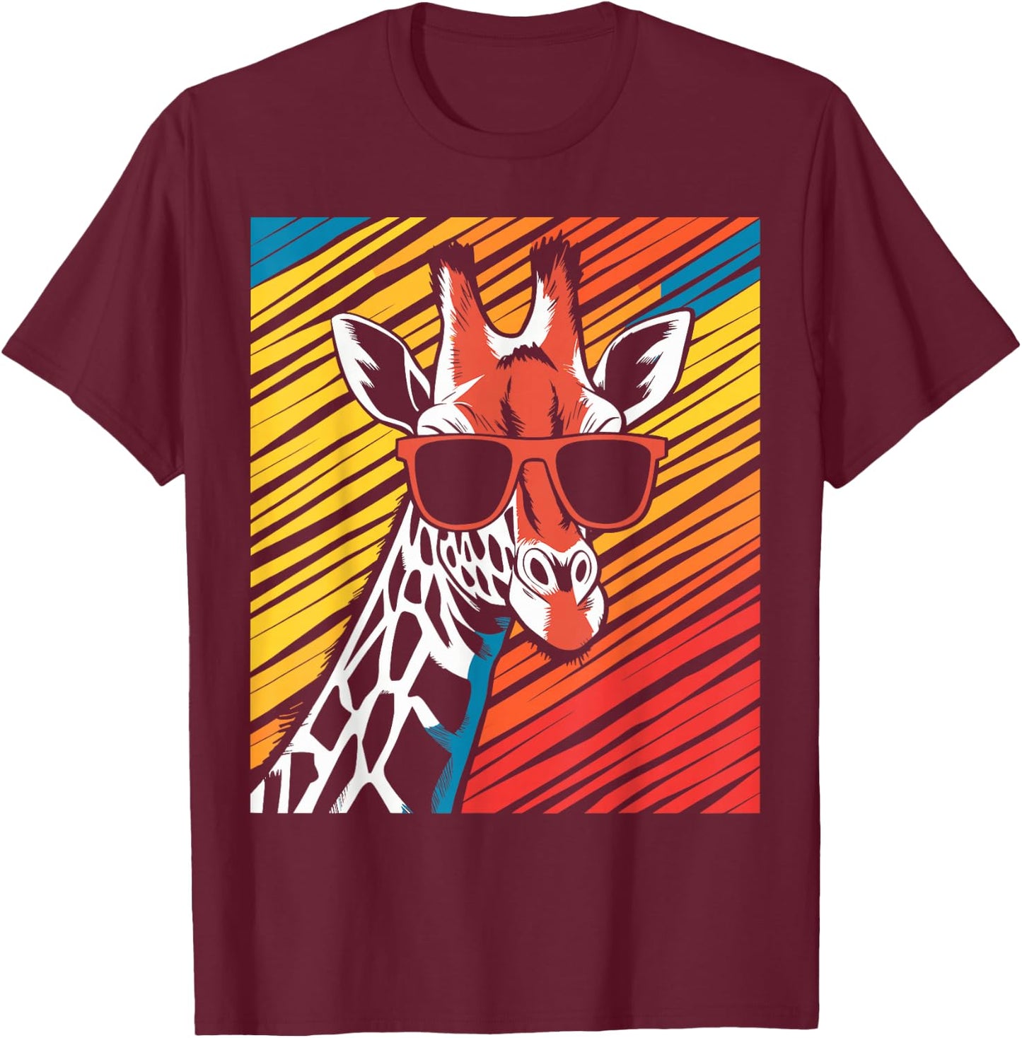 Giraffe Sunglasses Animal Giraffe T-Shirt - T-Shirt | Maroon