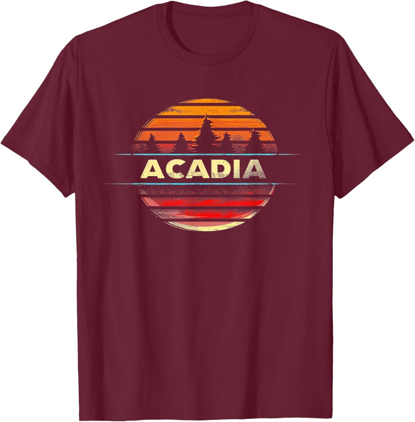 Acadia - US National Park Vintage Men Women Kids Retro T-Shirt - T-Shirt | Maroon