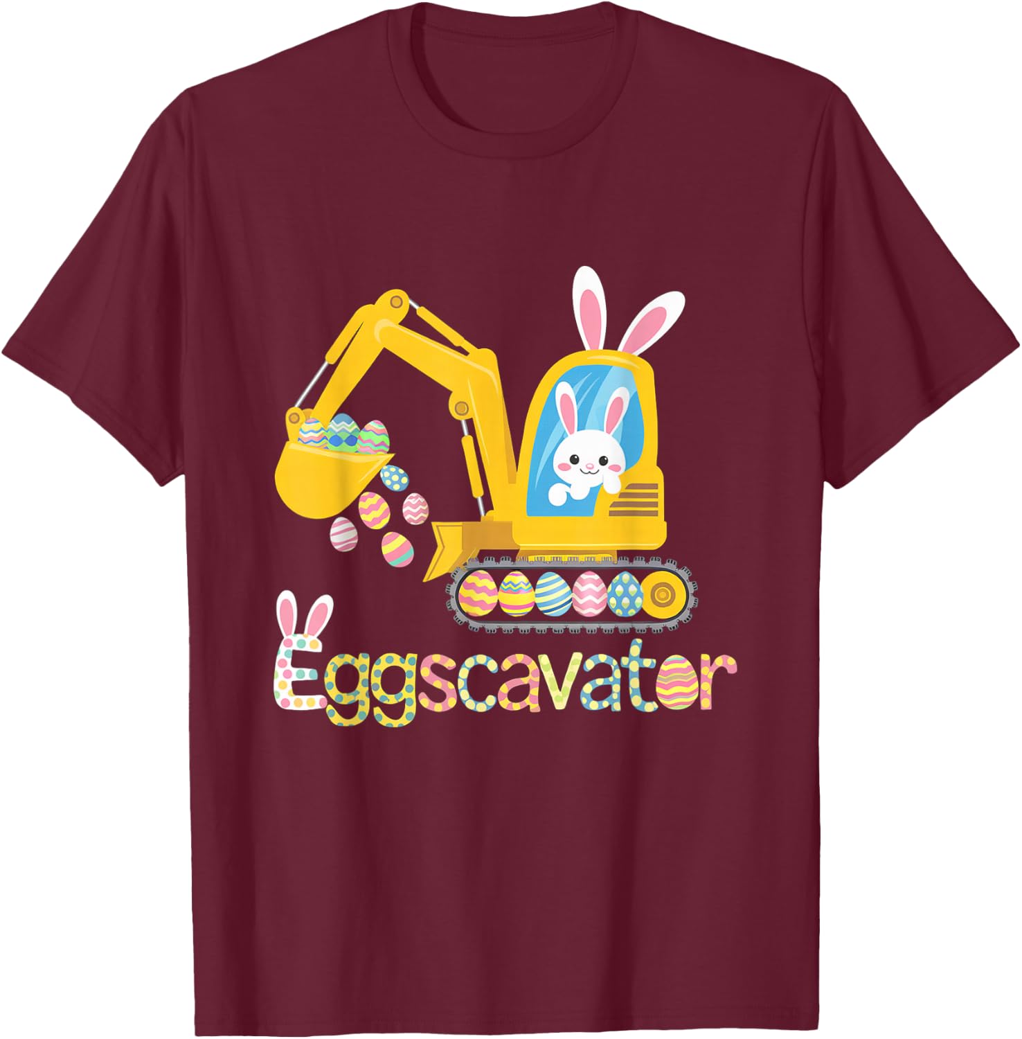 Easter Egg Hunt Shirt For Kids s Funny EggsCavator T-Shirt - T-Shirt | Maroon