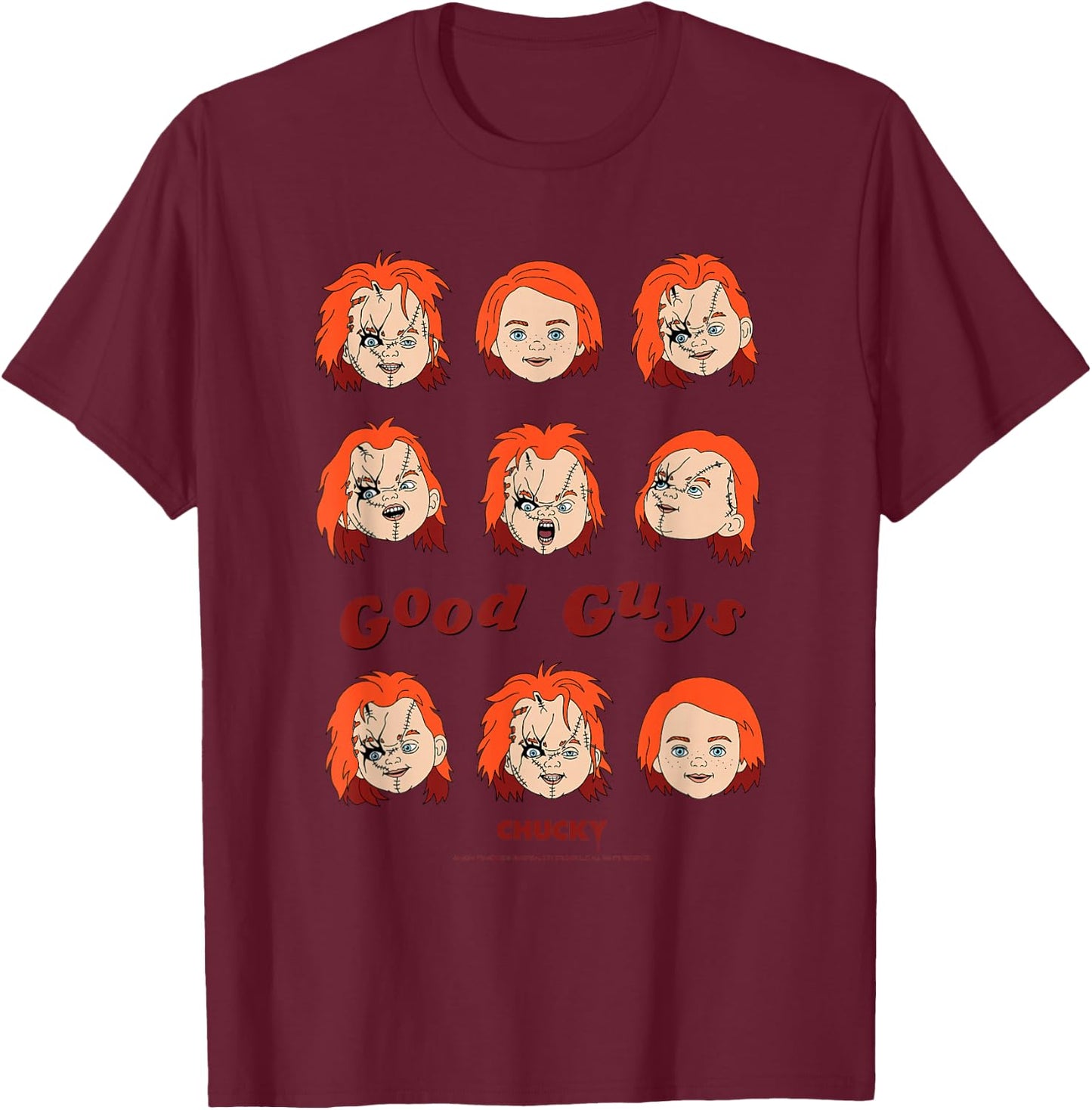 Chucky Good Guys Faces T-Shirt - T-Shirt | Maroon