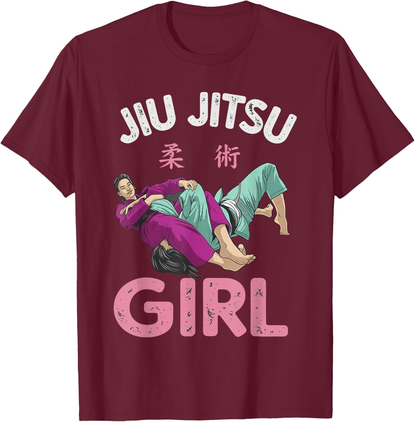 Brazilian Jiu Jitsu Shirt, Funny BJJ Roll Like a Girl T-Shirt - T-Shirt | Maroon