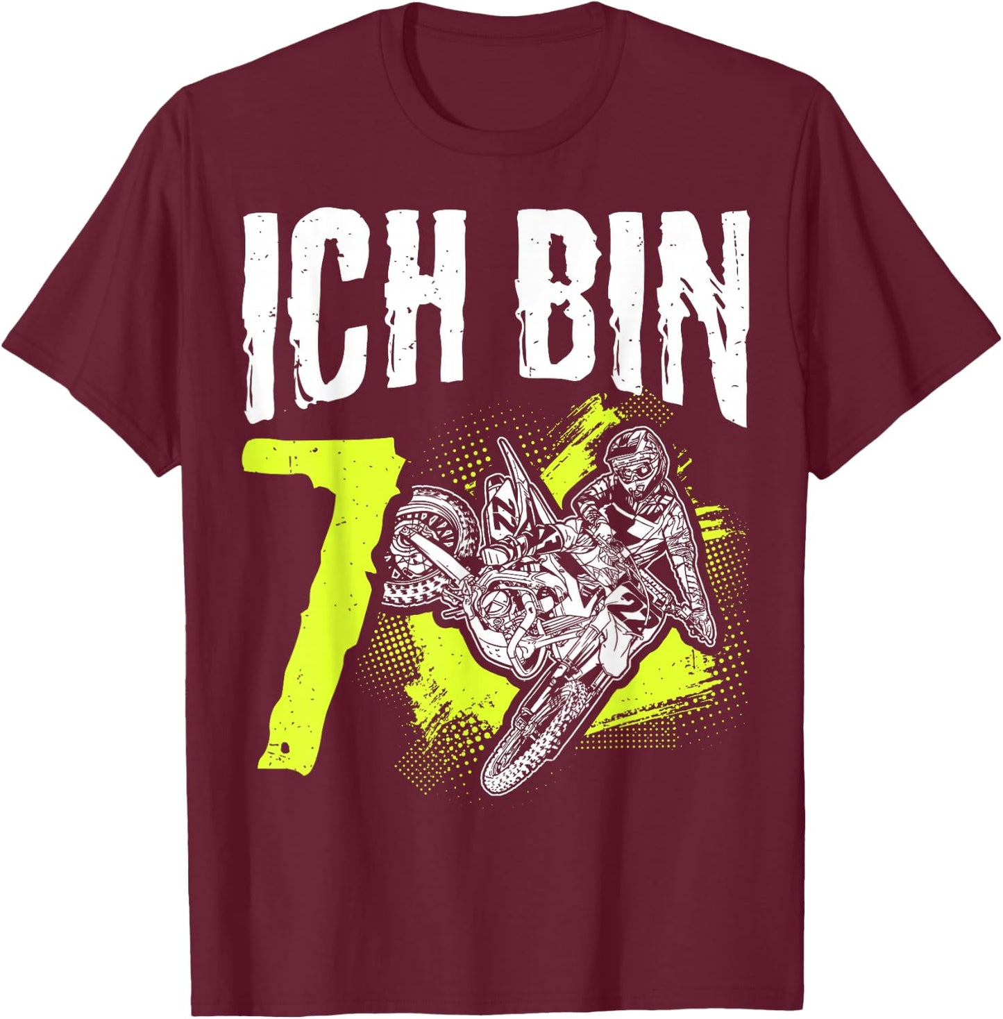I Am 7th Birthday Motocross Gift , black T-Shirt - T-Shirt | Maroon