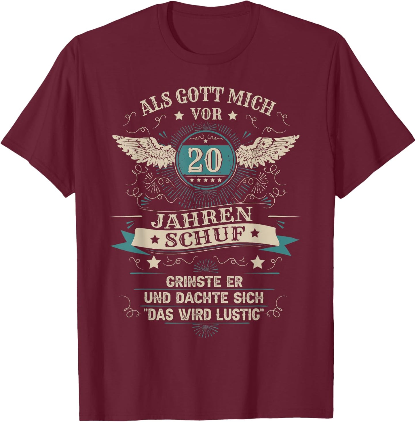 20. Geburtstag Mann Frau 20 Jahre 2006 Deko Lustig Geschenk T-Shirt - T-Shirt | Maroon